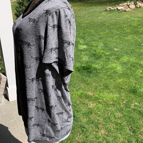 Lane Bryant 18/20 leopard print T-Shirt long line short sleeve heather grey - Picture 3 of 12